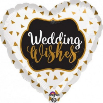 Folienballon - Wedding Wishes, Herz gold  - ø 43cm